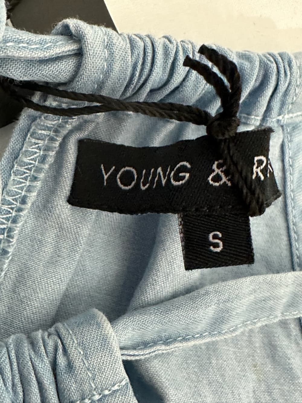 NWT Young & Reckless Y2K Denim Blue Colorblock Halter Tie Neck Top Indie Sleeze - Thumbnail 8