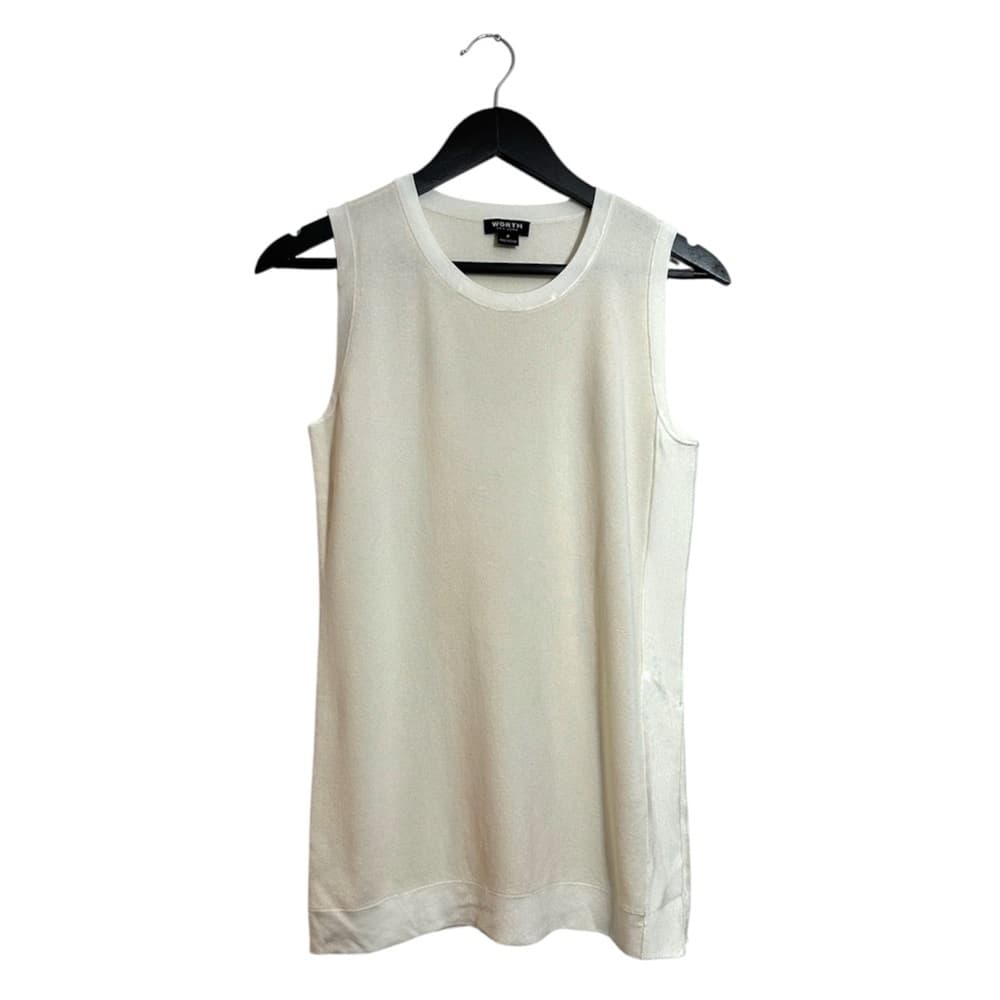 Worth New York Ivory Silk Blend Sleeveless Knit Top Size P Neutral Quiet Luxury - Thumbnail 8