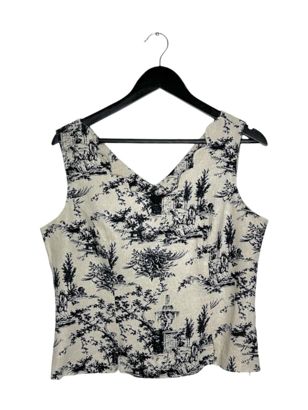 Scarlett Vintage Toile Print Linen Blend Sleeveless Crop Top Cottagecore 13/14 - Thumbnail 7