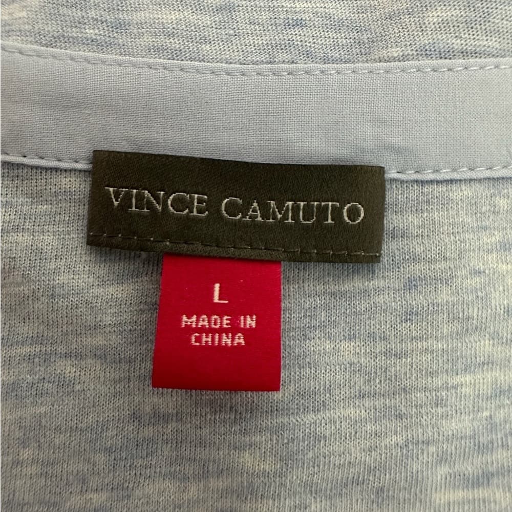Vince Camuto Heathered Light Blue Layered Hem T-Shirt Blouse Buttoned Size Large - Thumbnail 5