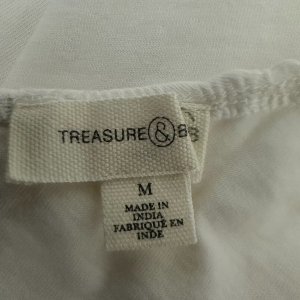 NWT Treasure & Bond White Ruffle Trim Sleeveless Top Size Medium - Thumbnail 4