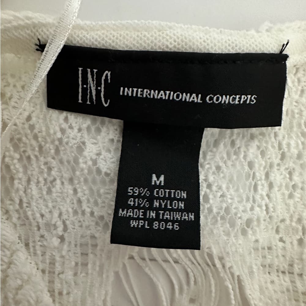 NWT INC International Concepts White Lace Fringe Boho Top Medium Festival Girly - Thumbnail 4