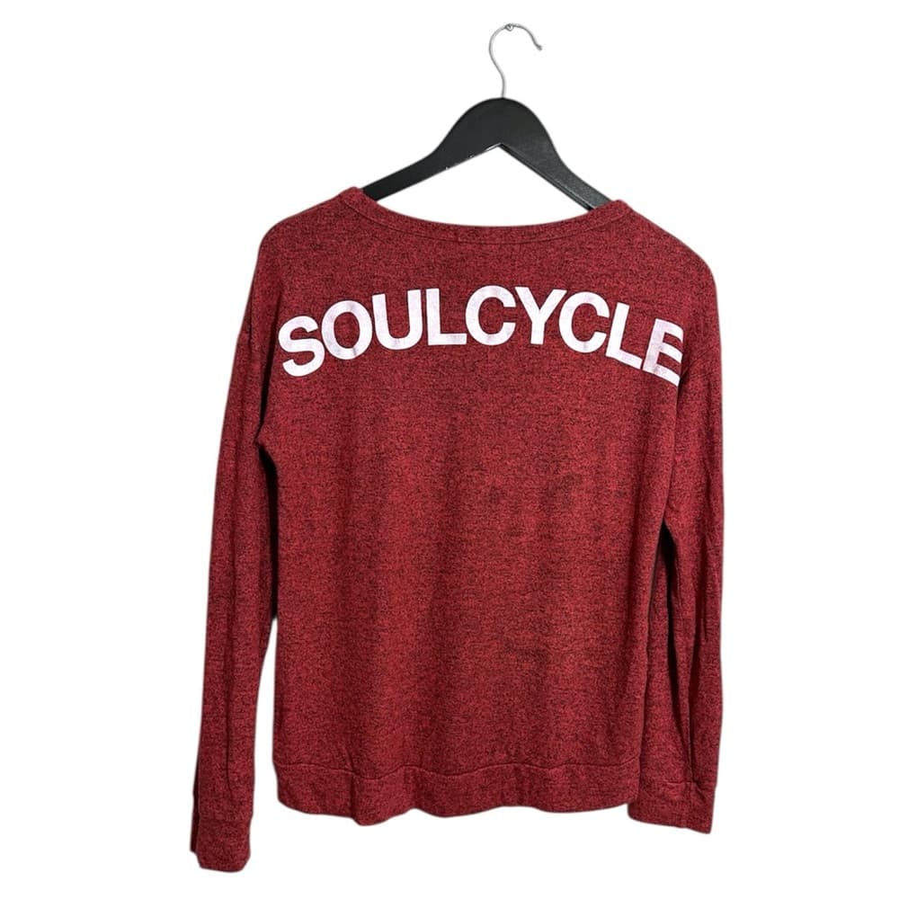 SoulCycle Heathered Hacci Long Sleeve Wide Neck Pullover Shirt Back Logo XS - Thumbnail 7