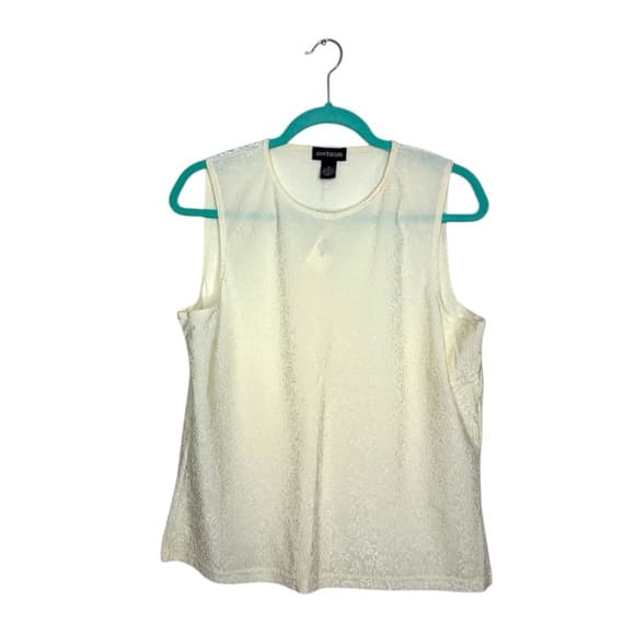 NWT Ann Taylor Cream Floral Raised Textured Sleeveless Blouse Size XL - Thumbnail 8