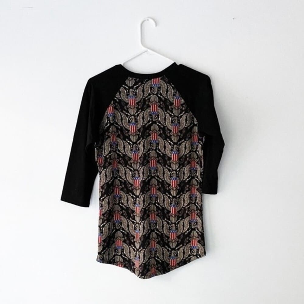 LuLaRoe Randy Patriotic Eagle Raglan Baseball Tee Americana Graphic Shirt Small - Thumbnail 2
