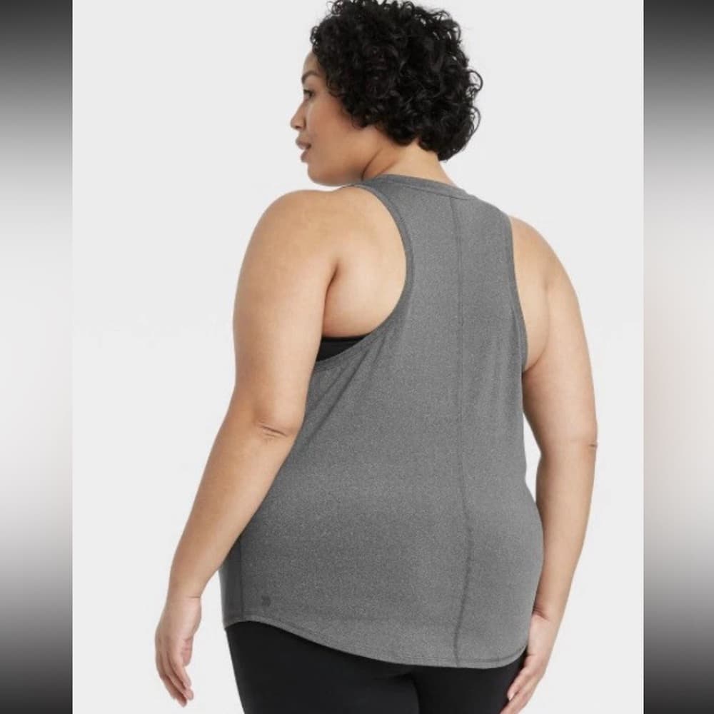 NWT All In Motion Plus Charcoal Heather Active Tank Top Sleeveless Stretch 4X - Thumbnail 8