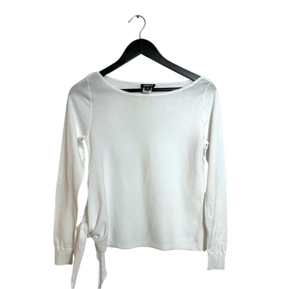 Worth New York Long Sleeve Side Tie Waist Top Size XP Minimalist Neutral Office - Thumbnail 8