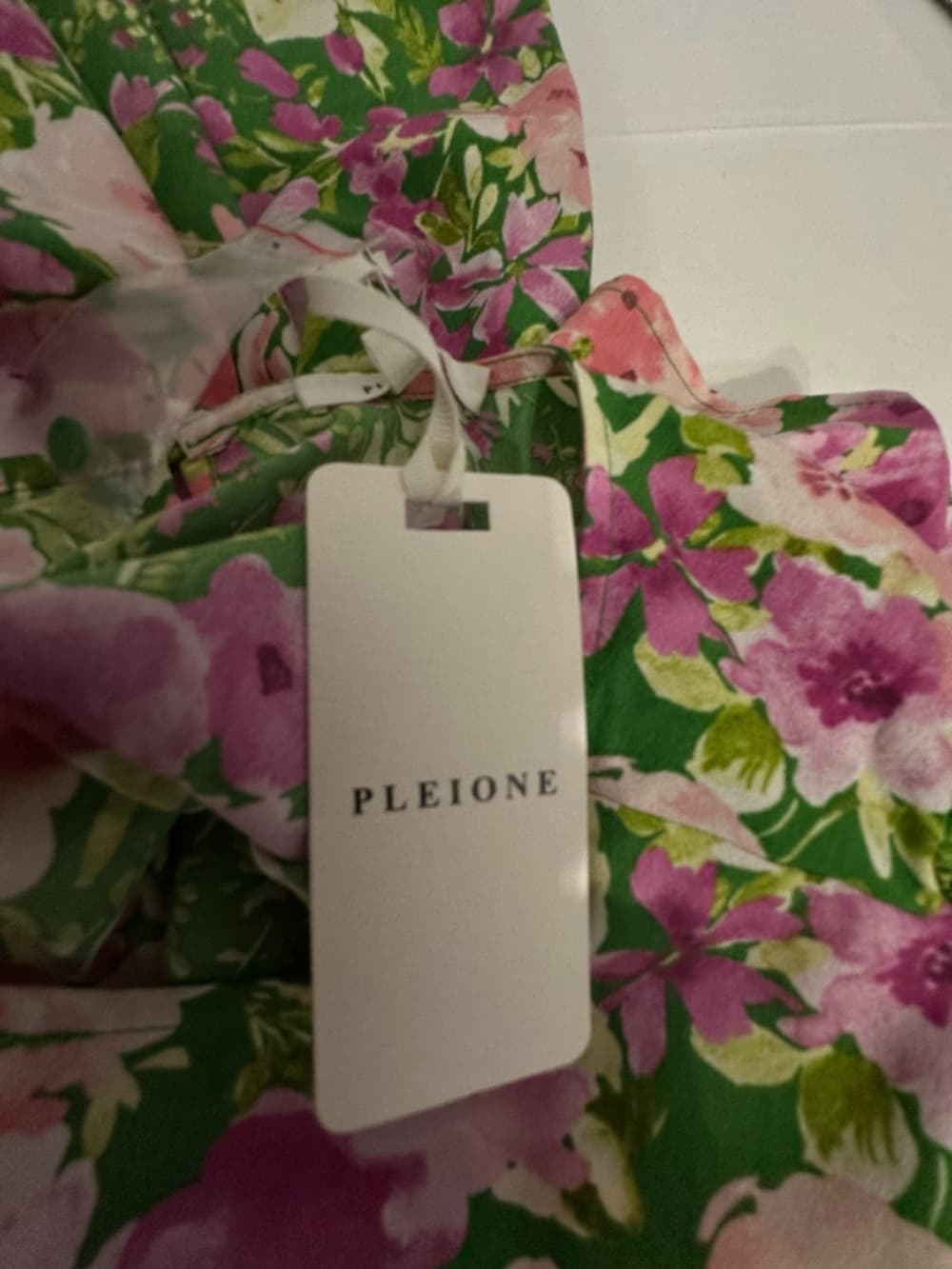 NWT Pleione Floral Puff Sleeve Blouse Green Pink Cottagecore Romantic Top Large - Thumbnail 8