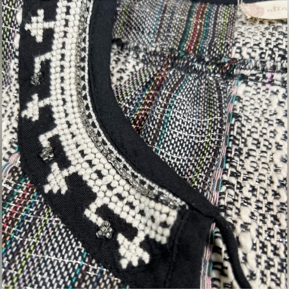 ALTAR’D STATE Peasant Top Woven Beading Hippie Bohemian Blouse Medium - Thumbnail 8