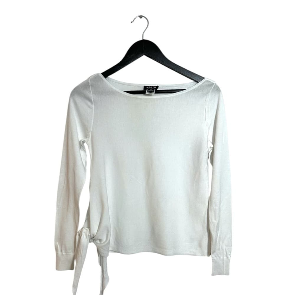 Worth New York Long Sleeve Side Tie Waist Top Size XP Minimalist Neutral Office - Thumbnail 7