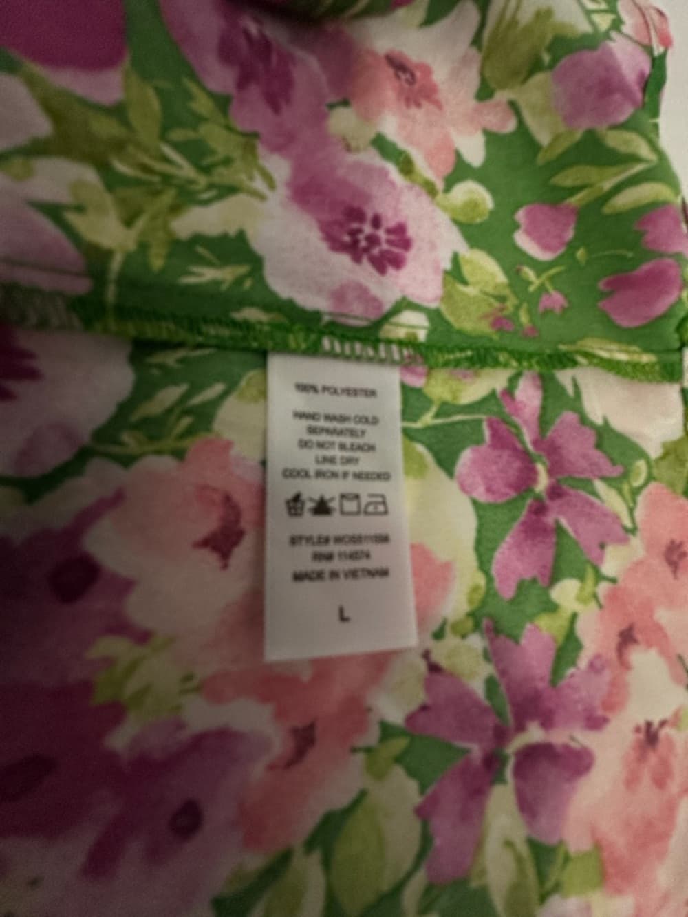 NWT Pleione Floral Puff Sleeve Blouse Green Pink Cottagecore Romantic Top Large - Thumbnail 7