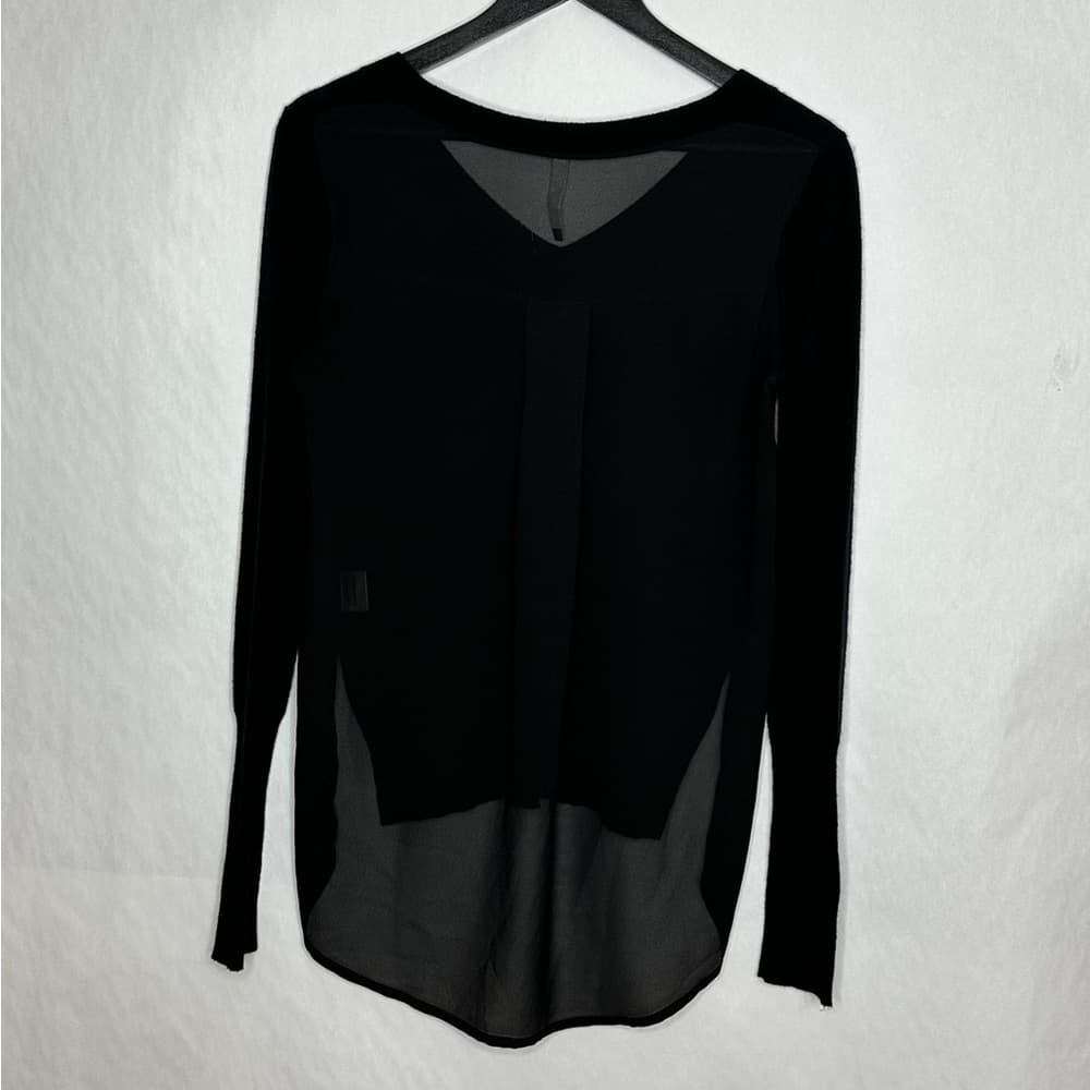 NWOT Sachin & Babi Black Sheer Long Sleeve Top Size 2 Minimalist Neutral - Thumbnail 4