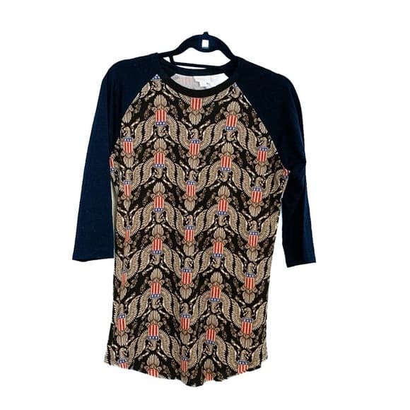 LuLaRoe Randy Patriotic Eagle Raglan Baseball Tee Americana Graphic Shirt Small - Thumbnail 10