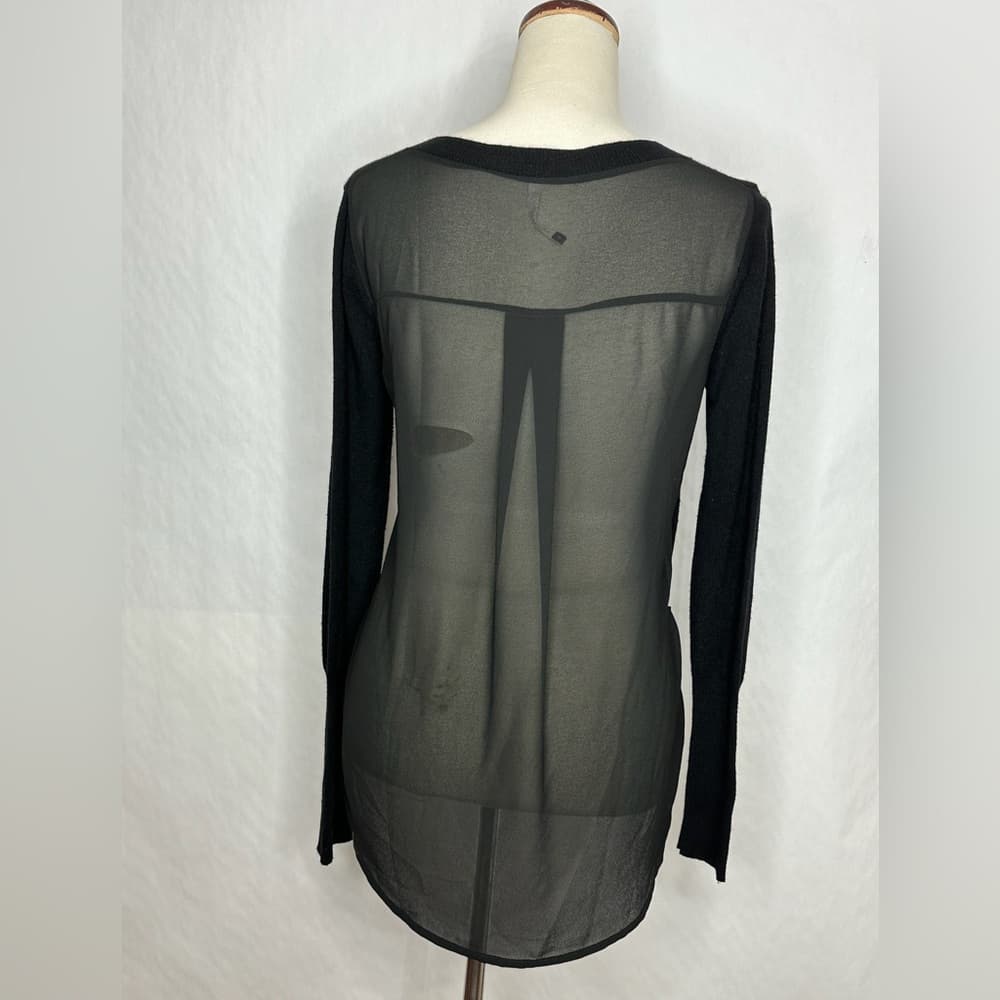 NWOT Sachin & Babi Black Sheer Long Sleeve Top Size 2 Minimalist Neutral - Thumbnail 6
