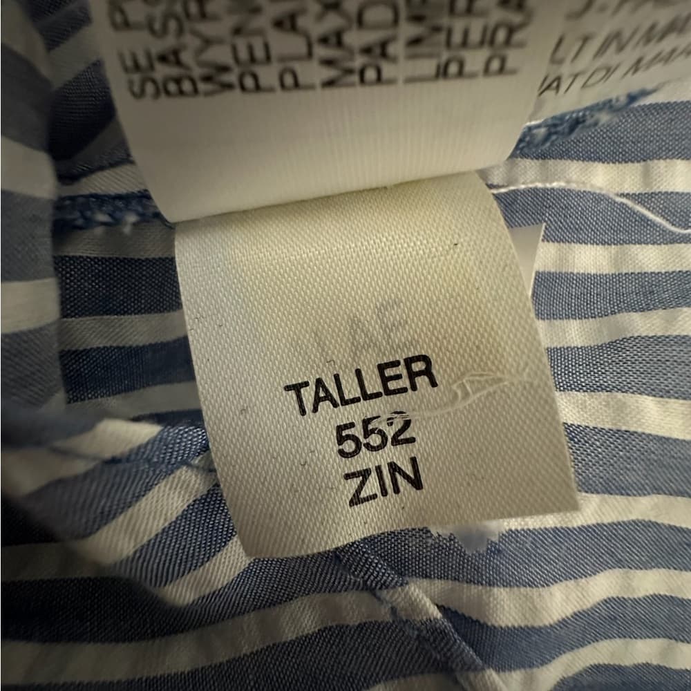 Zara Trafaluc Collection Blue White Stripe Seersucker Bell Sleeve Top Medium - Thumbnail 7