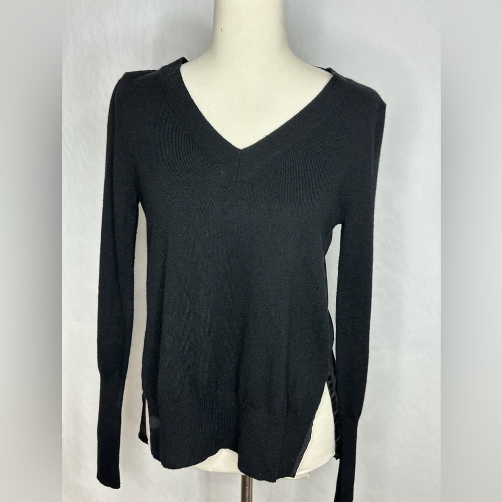 NWOT Sachin & Babi Black Sheer Long Sleeve Top Size 2 Minimalist Neutral - Thumbnail 3