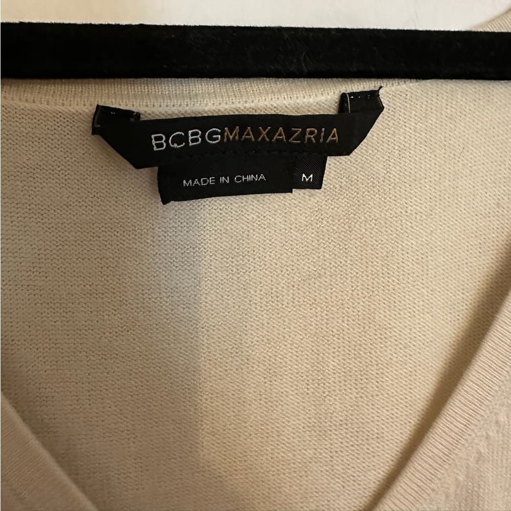 BCBGMaxAzria Beige with Gold Chainmail Embellished Tank Top Size Medium - Thumbnail 9