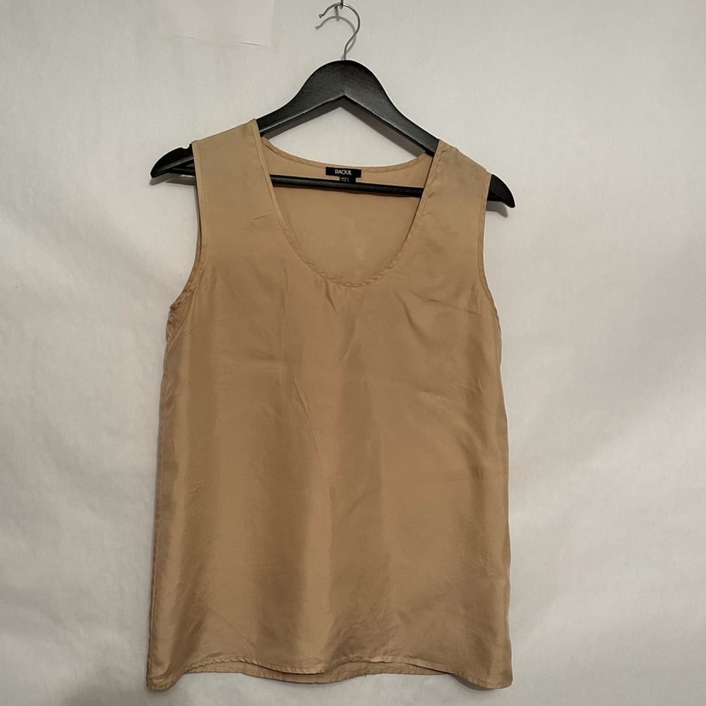 Raoul 100% Silk Neutral Nude Sleeveless Tank Top US 4 Minimalist Quiet Luxury - Thumbnail 5