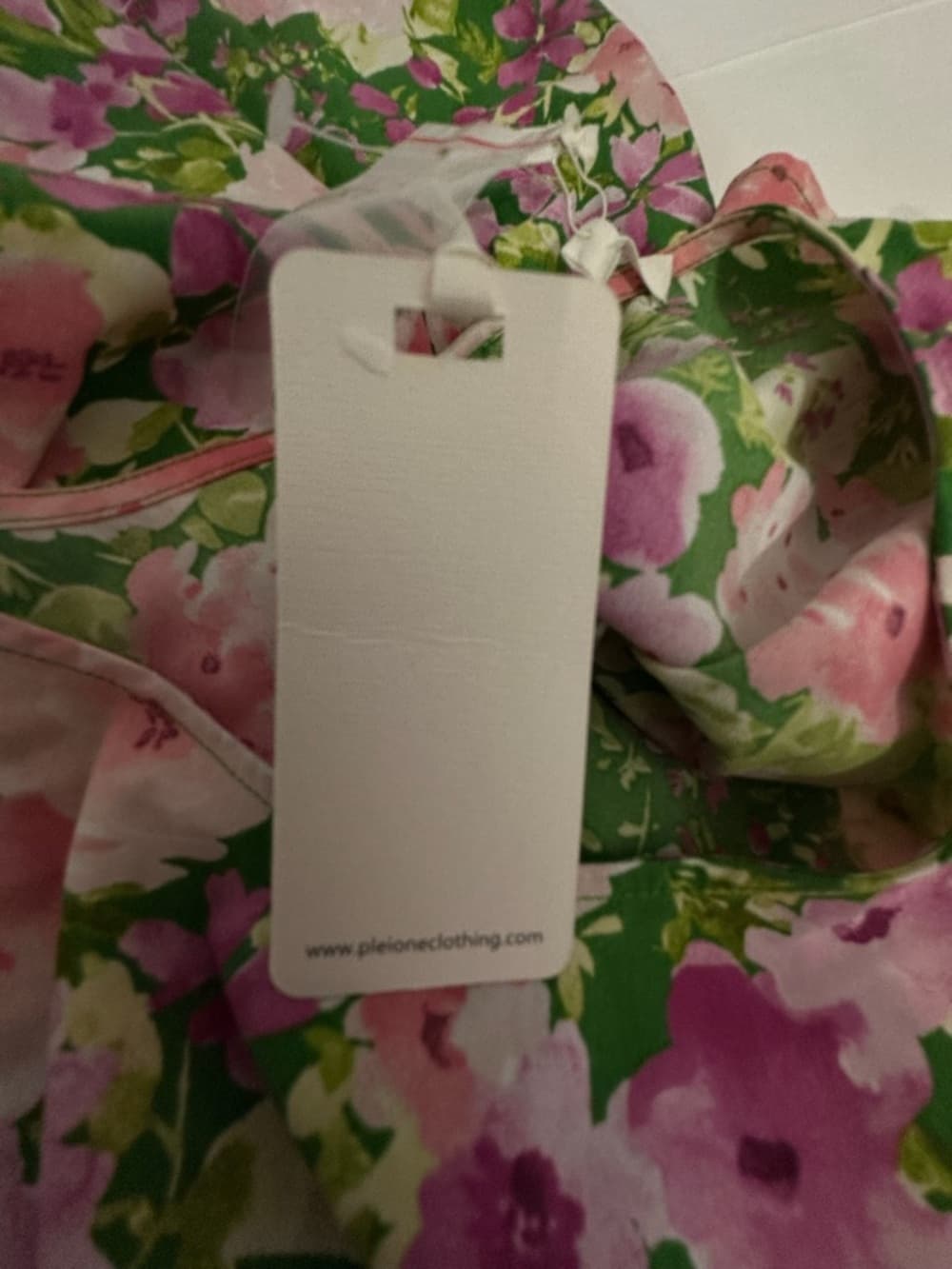 NWT Pleione Floral Puff Sleeve Blouse Green Pink Cottagecore Romantic Top Large - Thumbnail 9