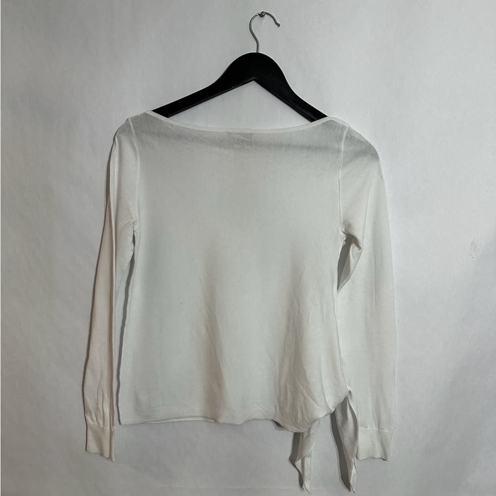 Worth New York Long Sleeve Side Tie Waist Top Size XP Minimalist Neutral Office - Thumbnail 3