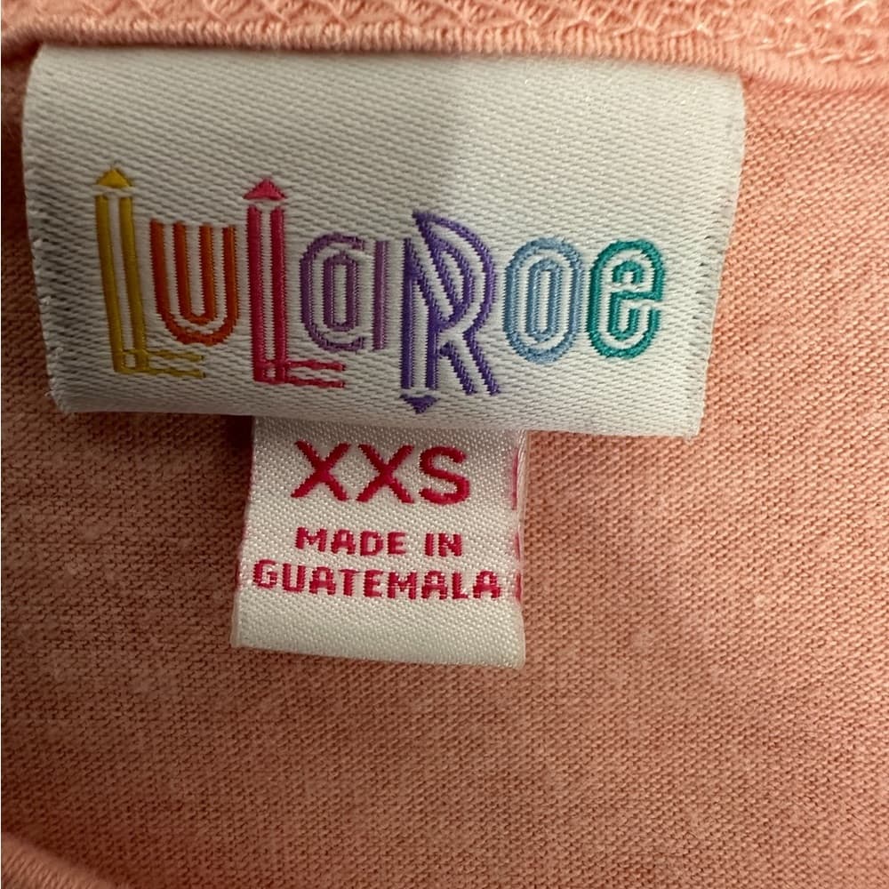 LuLaRoe Peach Irma High Low Short Sleeve Tee Tunic T Shirt XXS Comfortable - Thumbnail 7