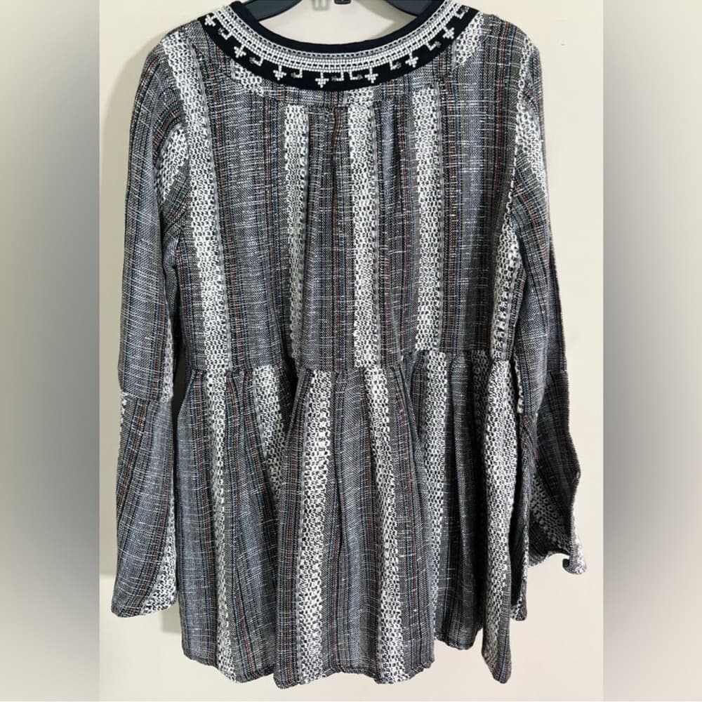 ALTAR’D STATE Peasant Top Woven Beading Hippie Bohemian Blouse Medium - Thumbnail 4