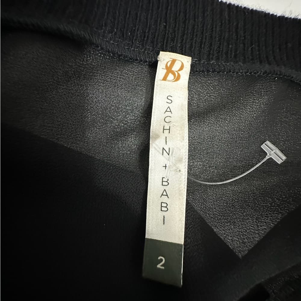 NWOT Sachin & Babi Black Sheer Long Sleeve Top Size 2 Minimalist Neutral - Thumbnail 10