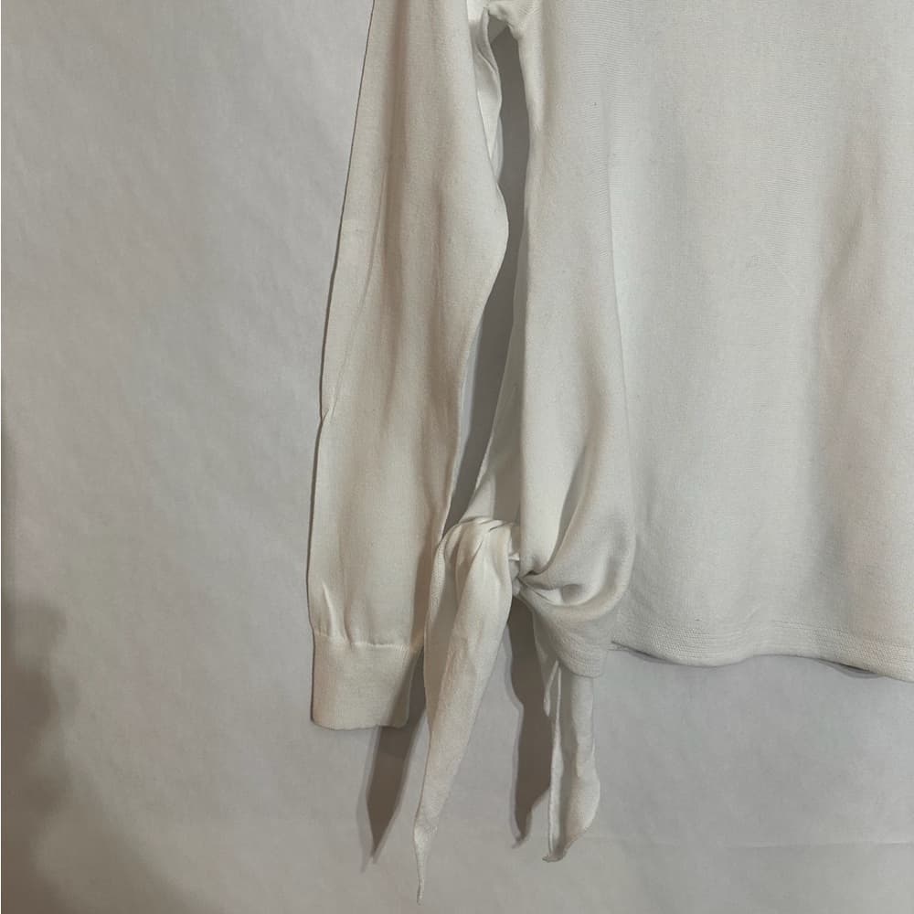 Worth New York Long Sleeve Side Tie Waist Top Size XP Minimalist Neutral Office - Thumbnail 4