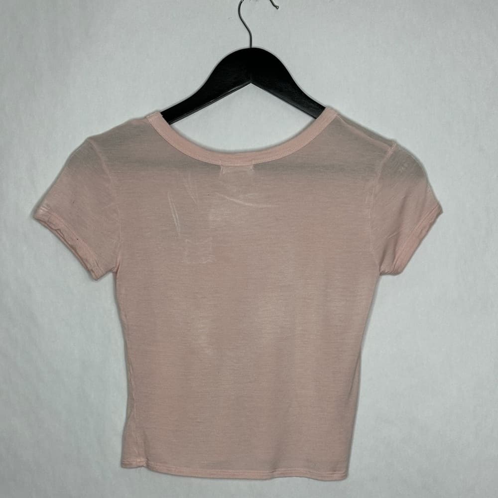 Wet Seal Pink Cat Embroidered Baby Doll Tee Fitted Y2K Top Size Medium Lolita - Thumbnail 4