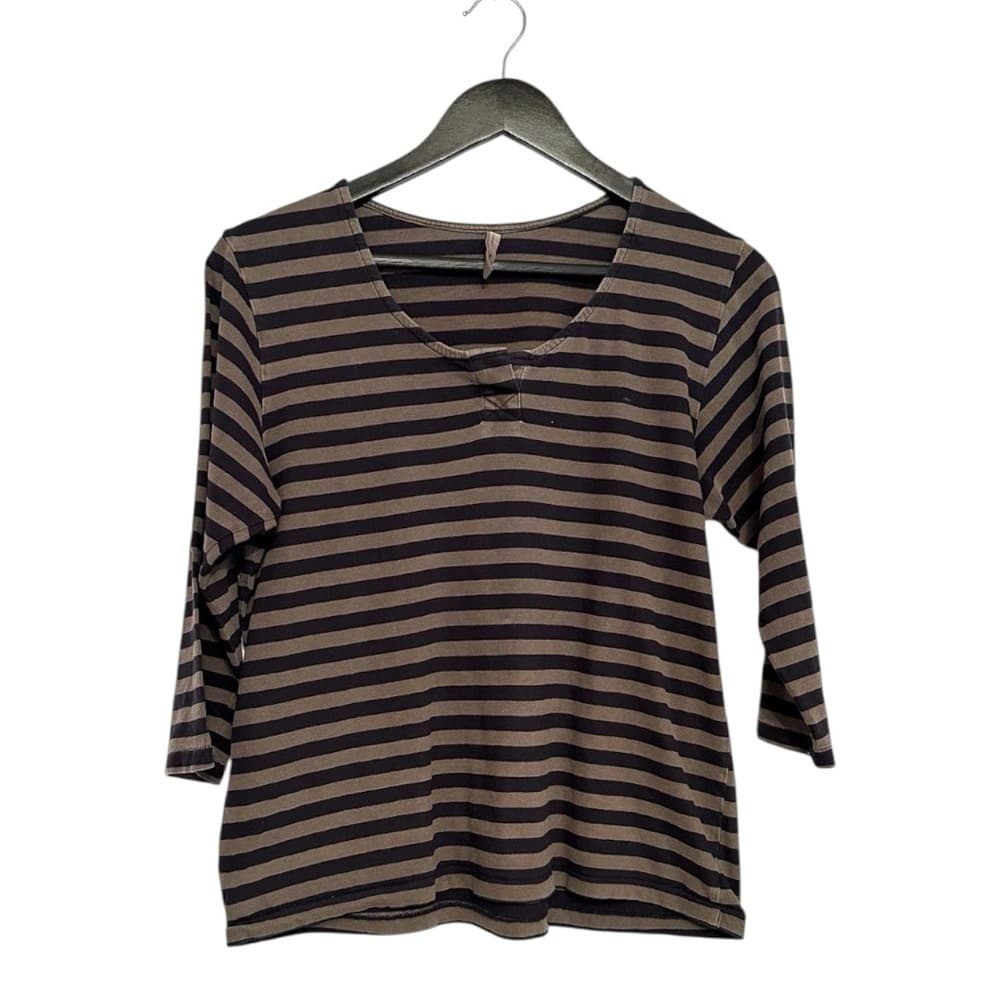 CHRISTINA LEHR Striped Top 3/4 Sleeve Soft Knit Size O/S Minimalist Gorpcore - Thumbnail 6