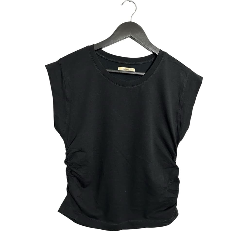 Madewell Black Ruched Side Short Sleeve Cotton Lyocell Tee Size Small Minimalist - Thumbnail 7