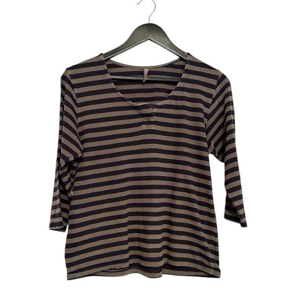 CHRISTINA LEHR Striped Top 3/4 Sleeve Soft Knit Size O/S Minimalist Gorpcore - Thumbnail 7