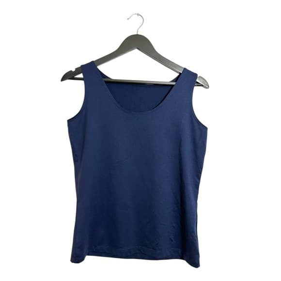 A’Nue Miami Ligne Classic Navy Sleeveless Tank Top Large Minimalist Quiet Luxury - Thumbnail 8