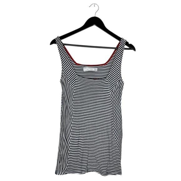 Zara Collection Navy White Striped Tank Top Red Trim Nautical Y2K Size Medium - Thumbnail 7