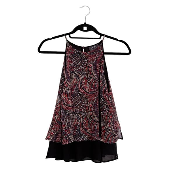 ASTR the Label Paisley Print Halter Top Boho Layered Hem SEE NOTE MAYBE MEDIUM - Thumbnail 17