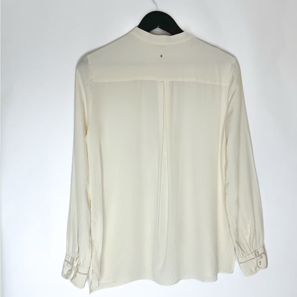 Cuyana Silk Blouse Black Trim Button-Up Top Small Minimalist Quiet Luxury Chic - Thumbnail 6