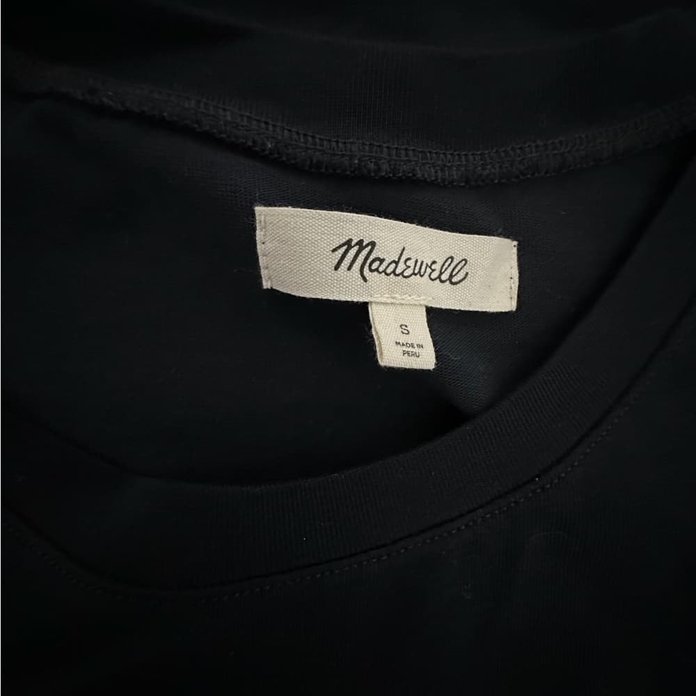 Madewell Black Ruched Side Short Sleeve Cotton Lyocell Tee Size Small Minimalist - Thumbnail 4