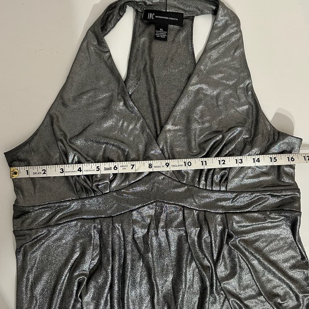 INC International Concepts Metallic Silver Sleeveless Halter Top Women’s XL - Thumbnail 9