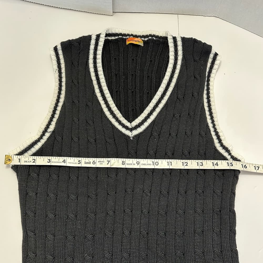 Summerland Black Cable Knit Sweater Vest Preppy Old Money Aesthetic Size Large - Thumbnail 15