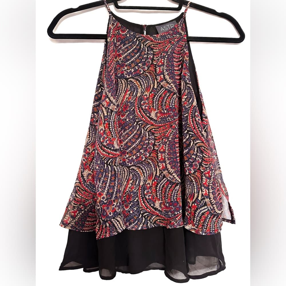 ASTR the Label Paisley Print Halter Top Boho Layered Hem SEE NOTE MAYBE MEDIUM - Thumbnail 9