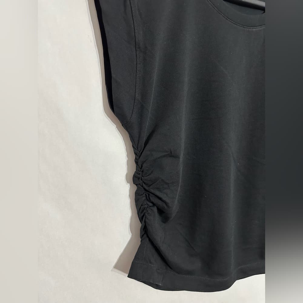 Madewell Black Ruched Side Short Sleeve Cotton Lyocell Tee Size Small Minimalist - Thumbnail 2