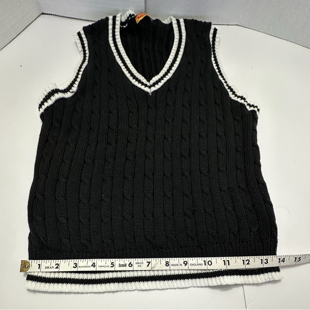 Summerland Black Cable Knit Sweater Vest Preppy Old Money Aesthetic Size Large - Thumbnail 13