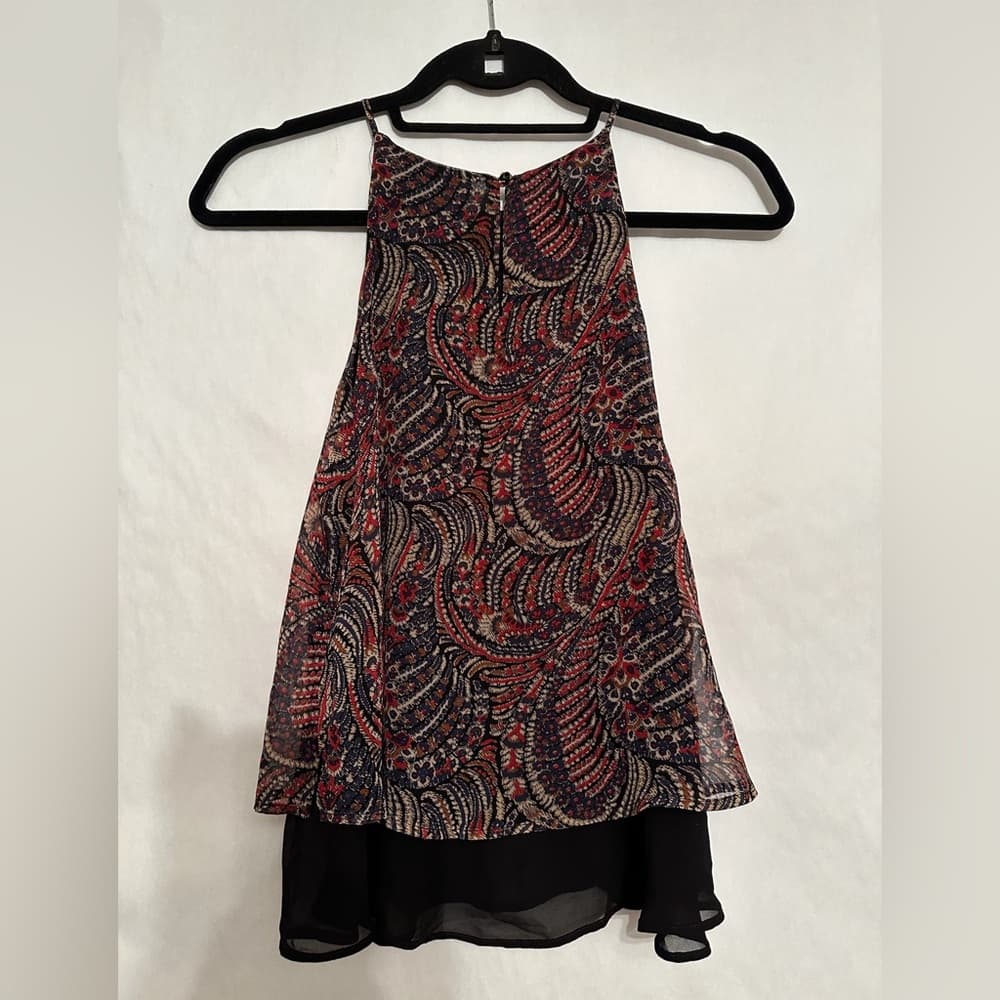 ASTR the Label Paisley Print Halter Top Boho Layered Hem SEE NOTE MAYBE MEDIUM - Thumbnail 4