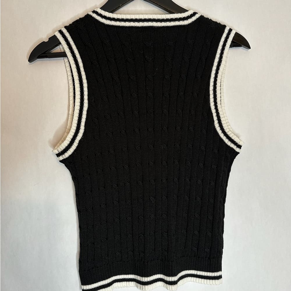 Summerland Black Cable Knit Sweater Vest Preppy Old Money Aesthetic Size Large - Thumbnail 5