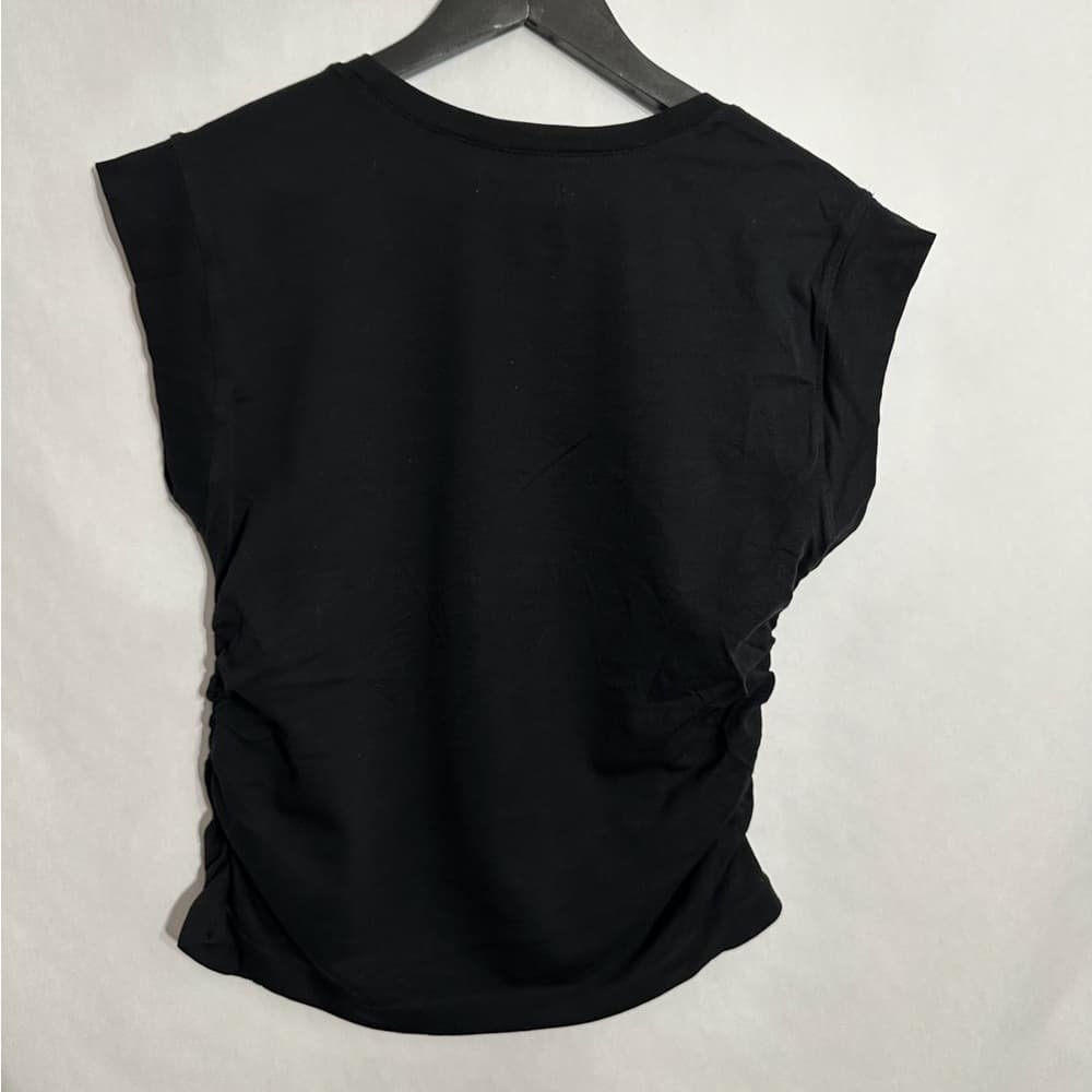 Madewell Black Ruched Side Short Sleeve Cotton Lyocell Tee Size Small Minimalist - Thumbnail 3