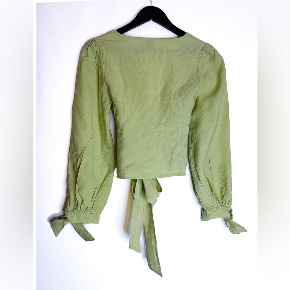 Princess Polly Alena Wrap Top in Sage Light Green Size US 2 - Thumbnail 6