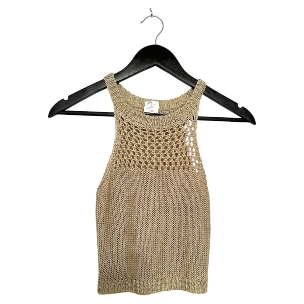 Camaroha Sutra Hand Knit Neutral Tank Top Open Weave Boho (See Measurements) - Thumbnail 9