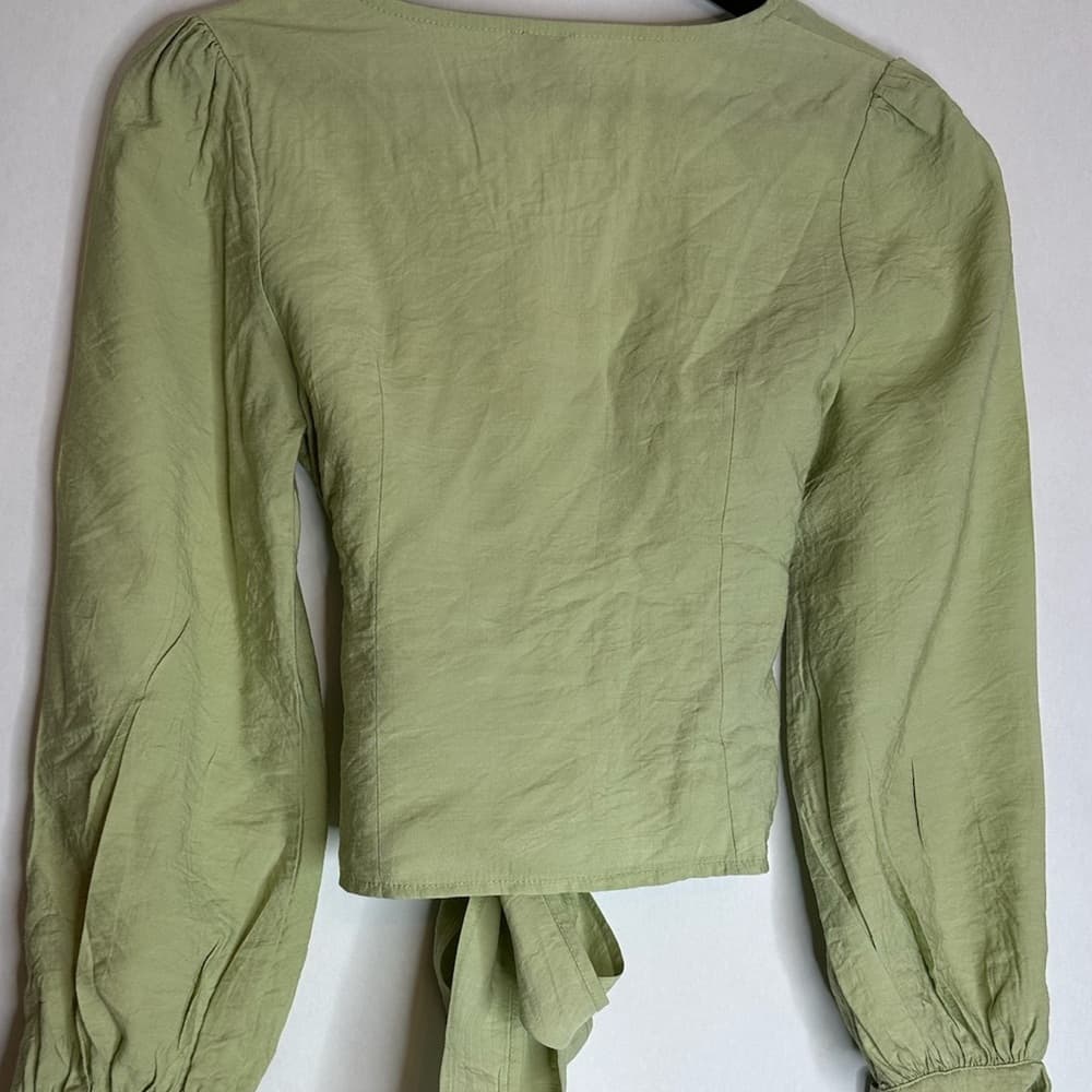 Princess Polly Alena Wrap Top in Sage Light Green Size US 2 - Thumbnail 8