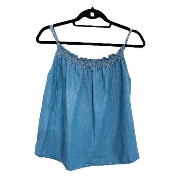 Joie Chambray Blue Smocked Strap Top Boho Minimalist XXS Quiet Luxury Coastal - Thumbnail 10