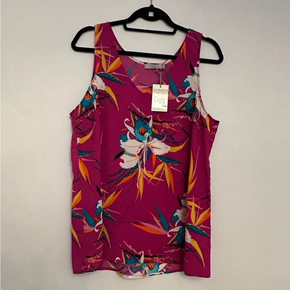 NEW Dalia V-Neck Floral Tropical Sleeveless Camisole Tank Women’s Size Large - Thumbnail 5